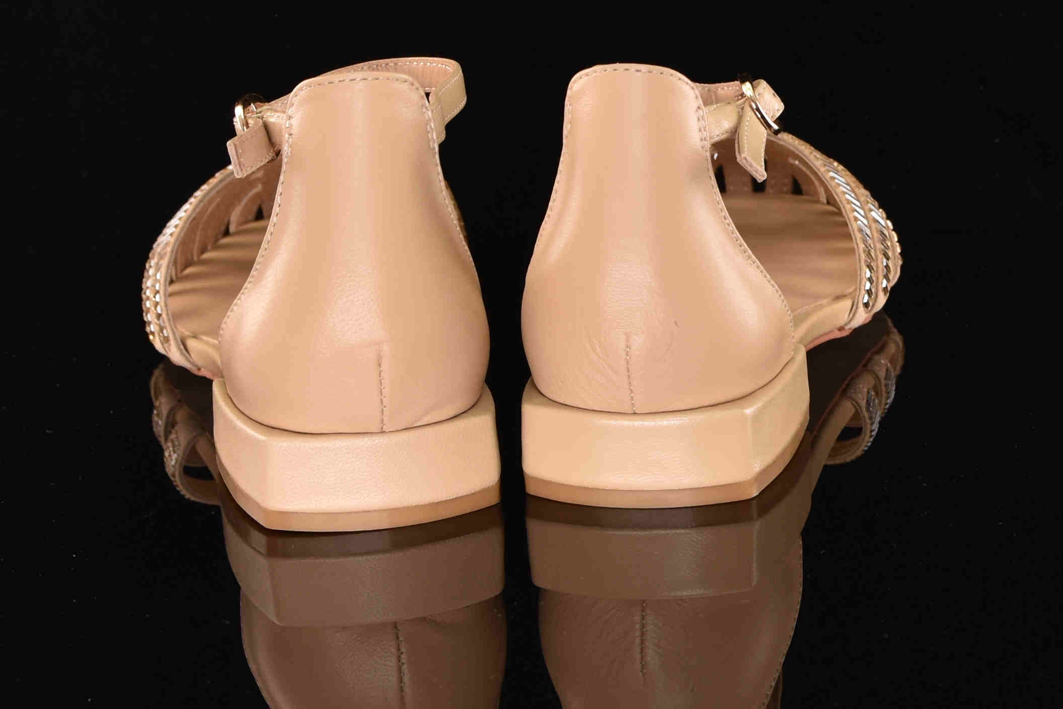 Eleganckie Sandały ze Skóry Naturalnej z Kryształkami Rozmiary Do 42 ALMA EN PENA V250411 Napa Sand/Beż - zdjęcie 5