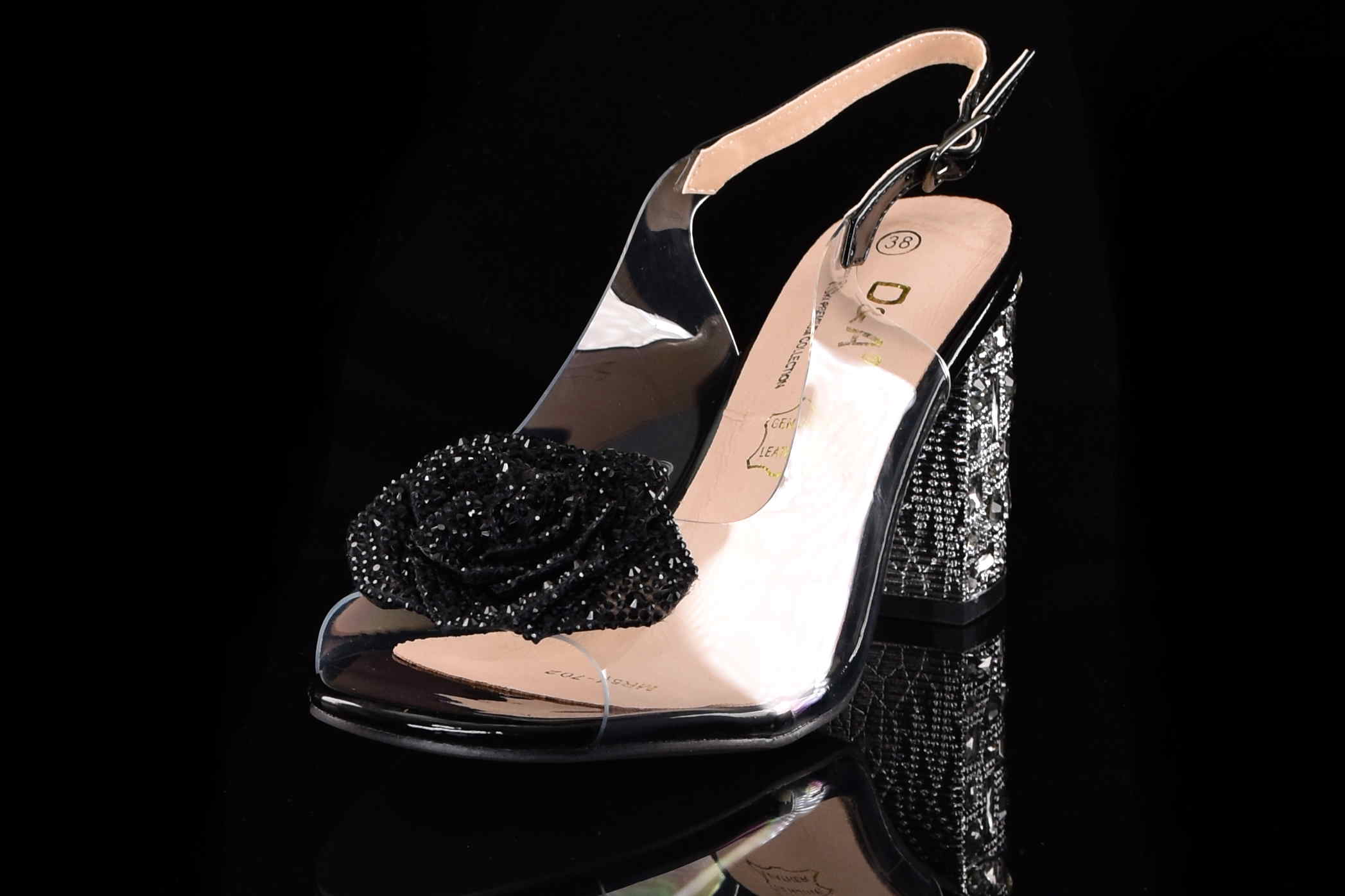 Glamour Silikonowe Sandałki "Żelki” na Zdobionym Obcasie Blask i Komfort Klasy Premium D&A Barski MR51-702 BLACK/Czarny - zdjęcie 2