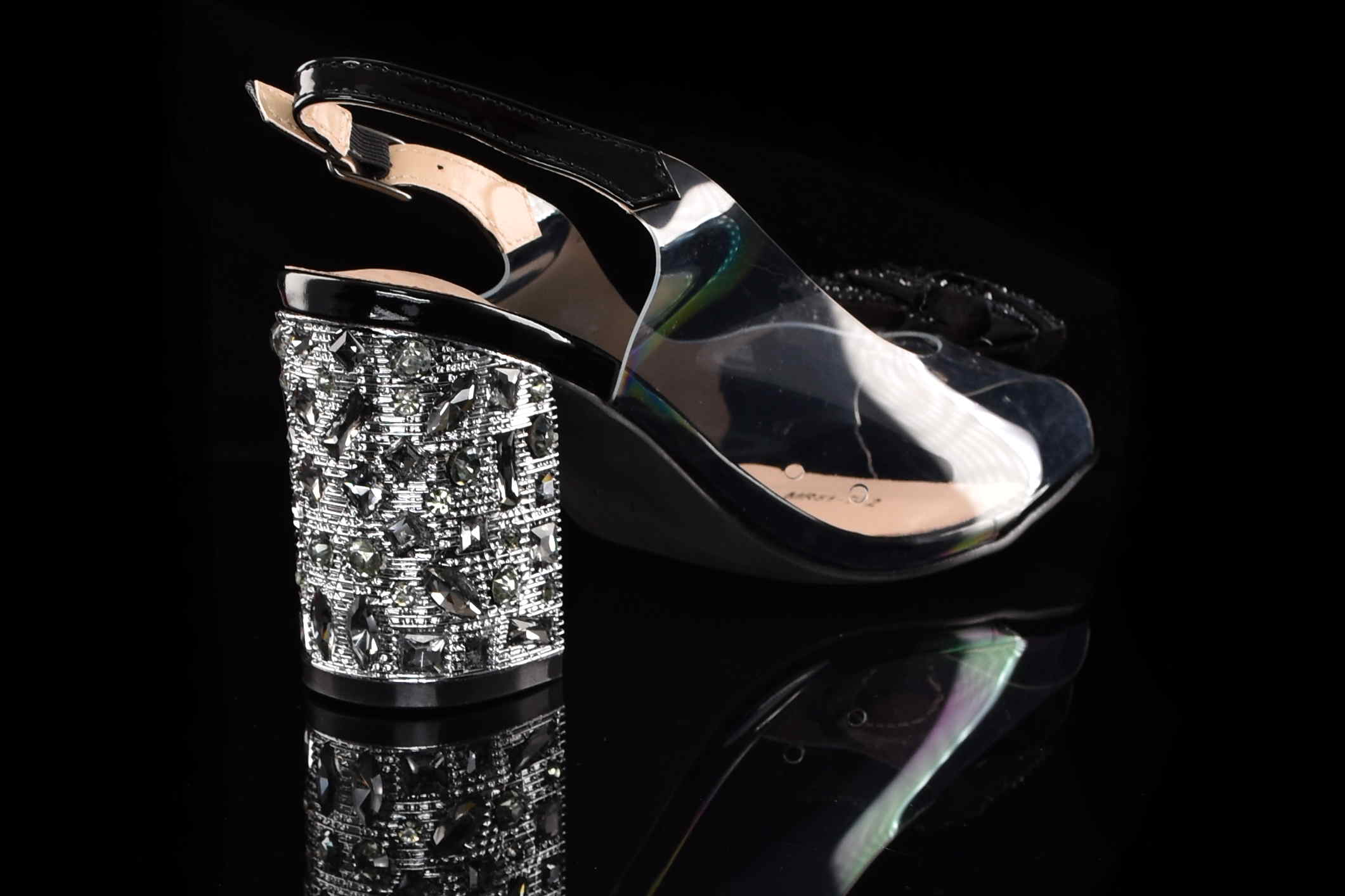 Glamour Silikonowe Sandałki "Żelki” na Zdobionym Obcasie Blask i Komfort Klasy Premium D&A Barski MR51-702 BLACK/Czarny - zdjęcie 4