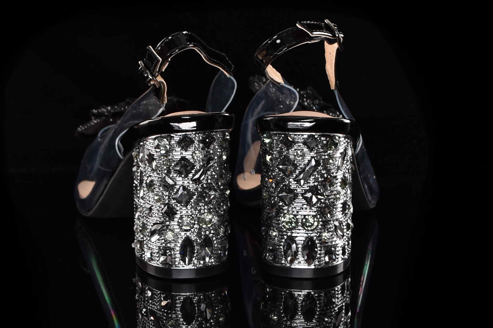 Glamour Silikonowe Sandałki "Żelki” na Zdobionym Obcasie Blask i Komfort Klasy Premium D&A Barski MR51-702 BLACK/Czarny - zdjęcie 5