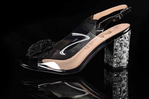 Glamour Silikonowe Sandałki "Żelki” na Zdobionym Obcasie Blask i Komfort Klasy Premium D&A Barski MR51-702 BLACK/Czarny - zdjęcie 9