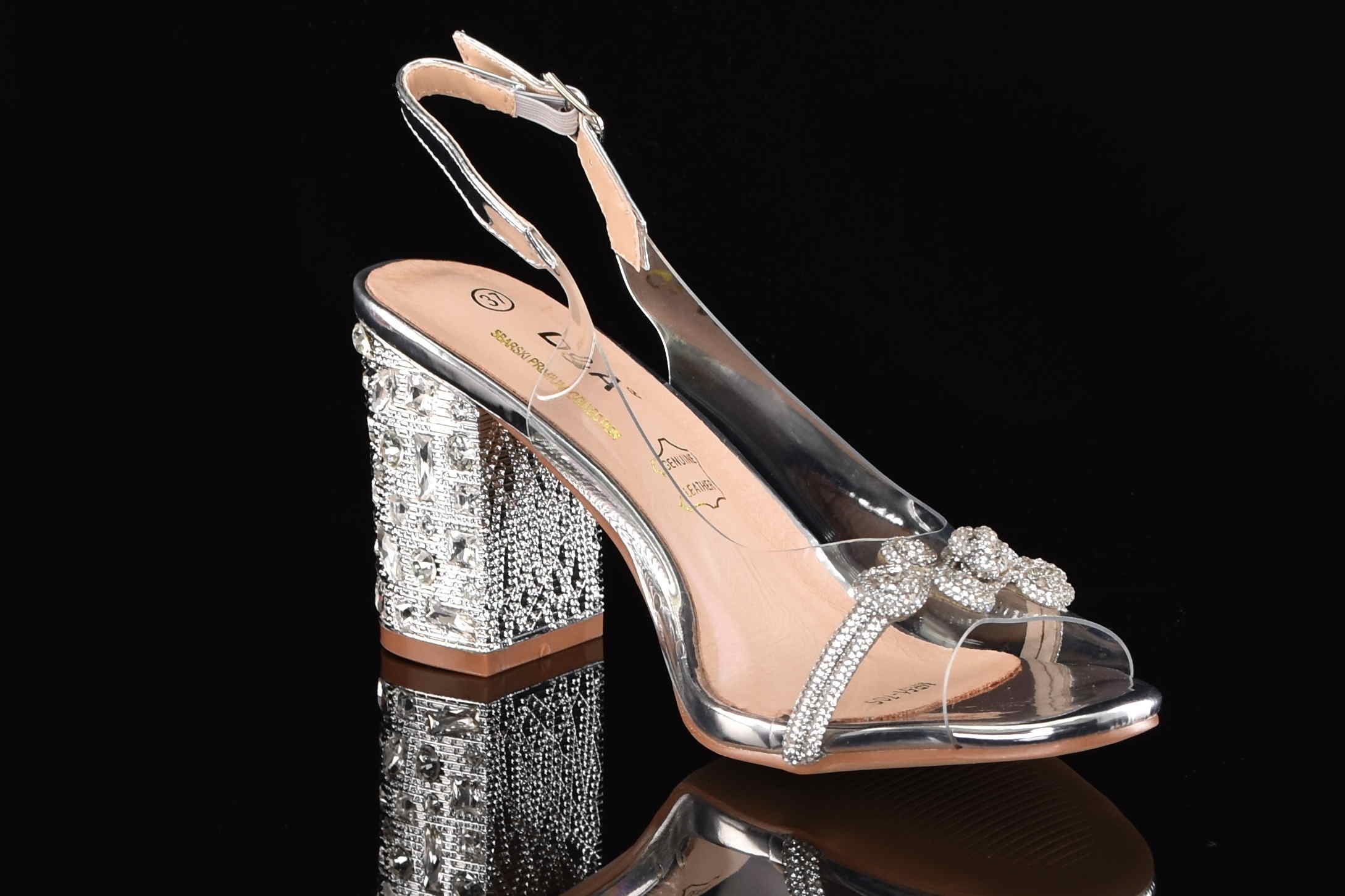 Glamour Silikonowe Sandałki "Żelki” na Zdobionym Obcasie Blask i Komfort Klasy Premium D&A Barski MR51-705 SILVER/Srebrny - zdjęcie 3