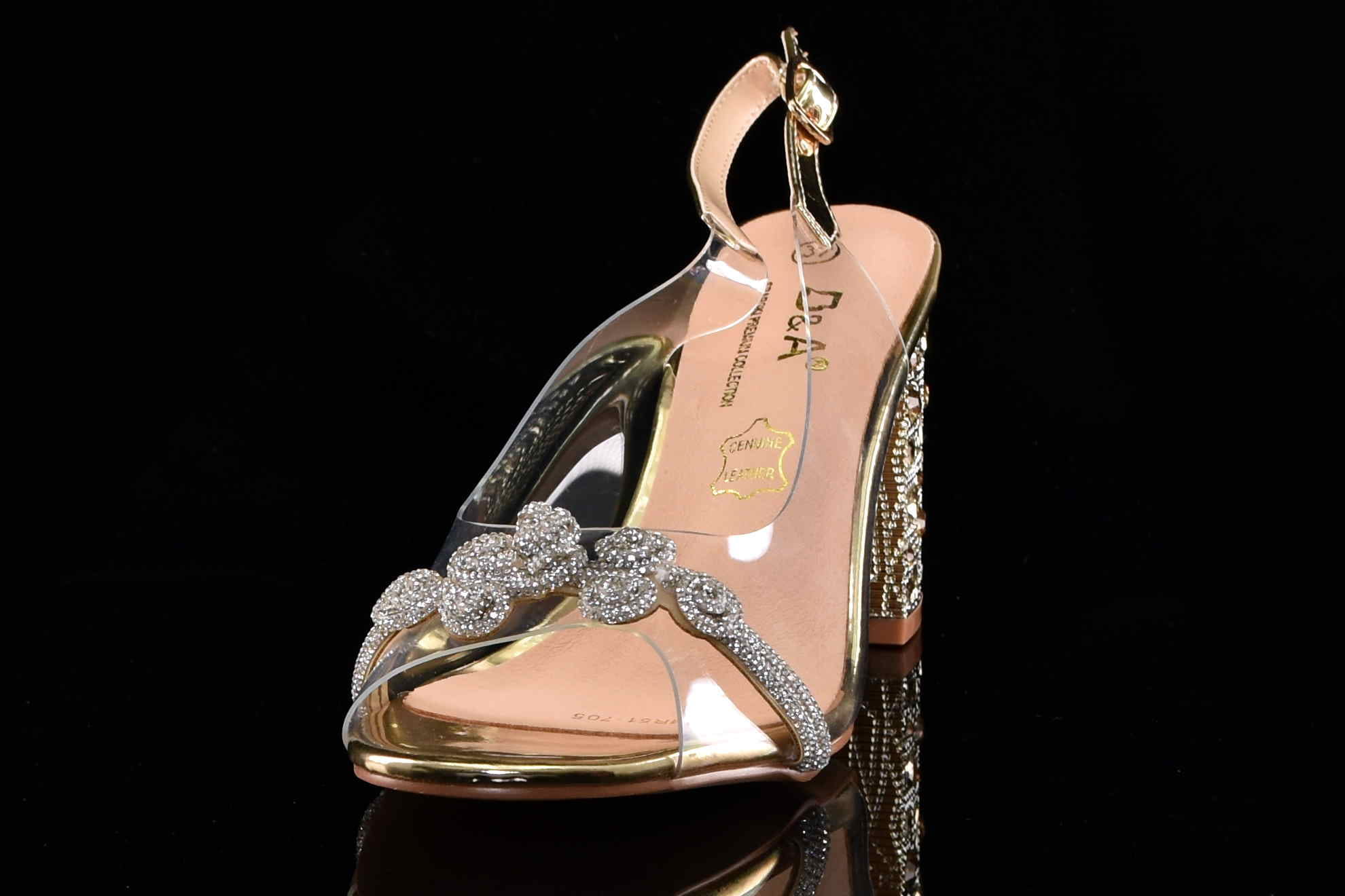 Glamour Silikonowe Sandałki "Żelki” na Zdobionym Obcasie Blask i Komfort Klasy Premium D&A Barski MR51-705 GOLD/Złoty - zdjęcie 2