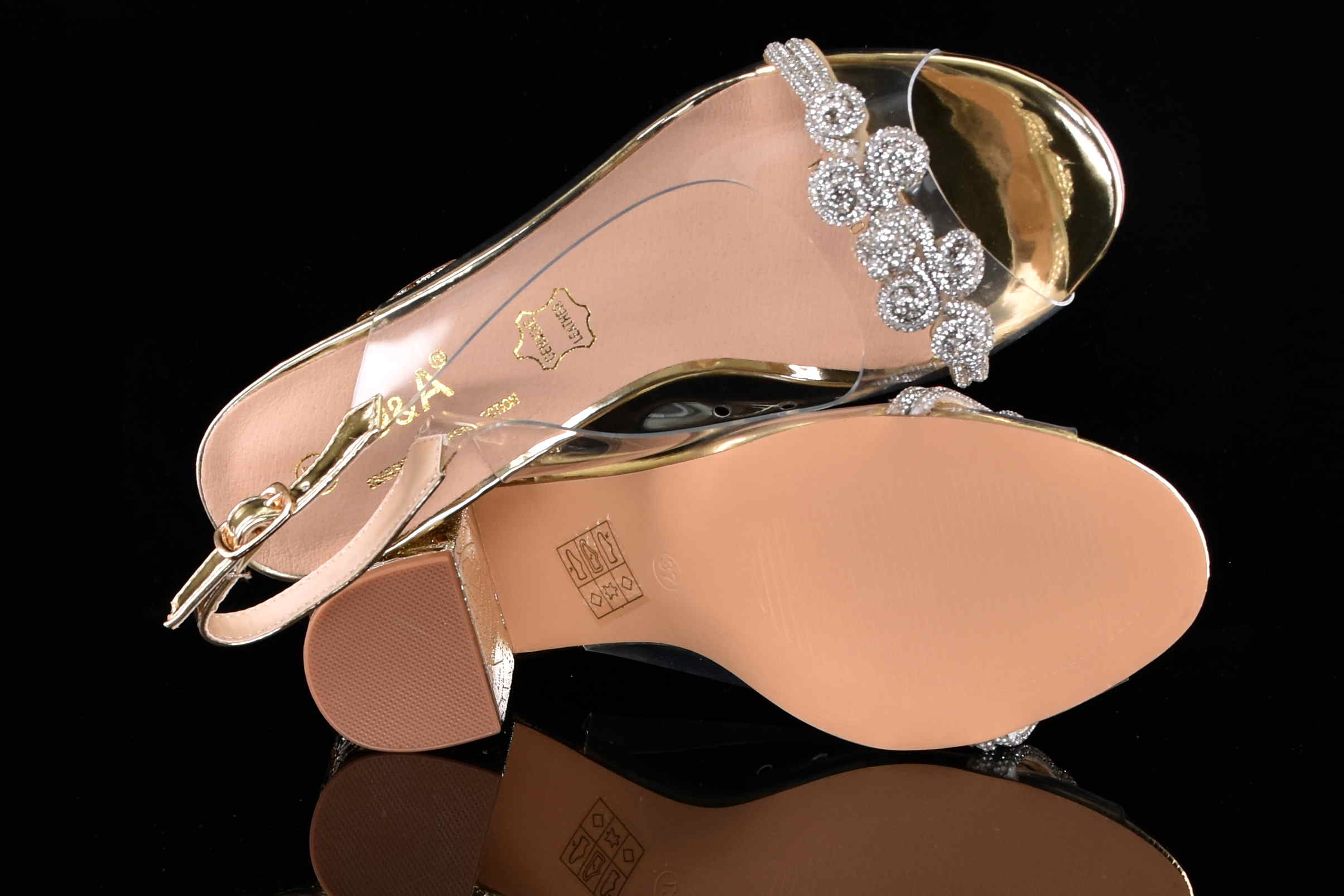 Glamour Silikonowe Sandałki "Żelki” na Zdobionym Obcasie Blask i Komfort Klasy Premium D&A Barski MR51-705 GOLD/Złoty - zdjęcie 6