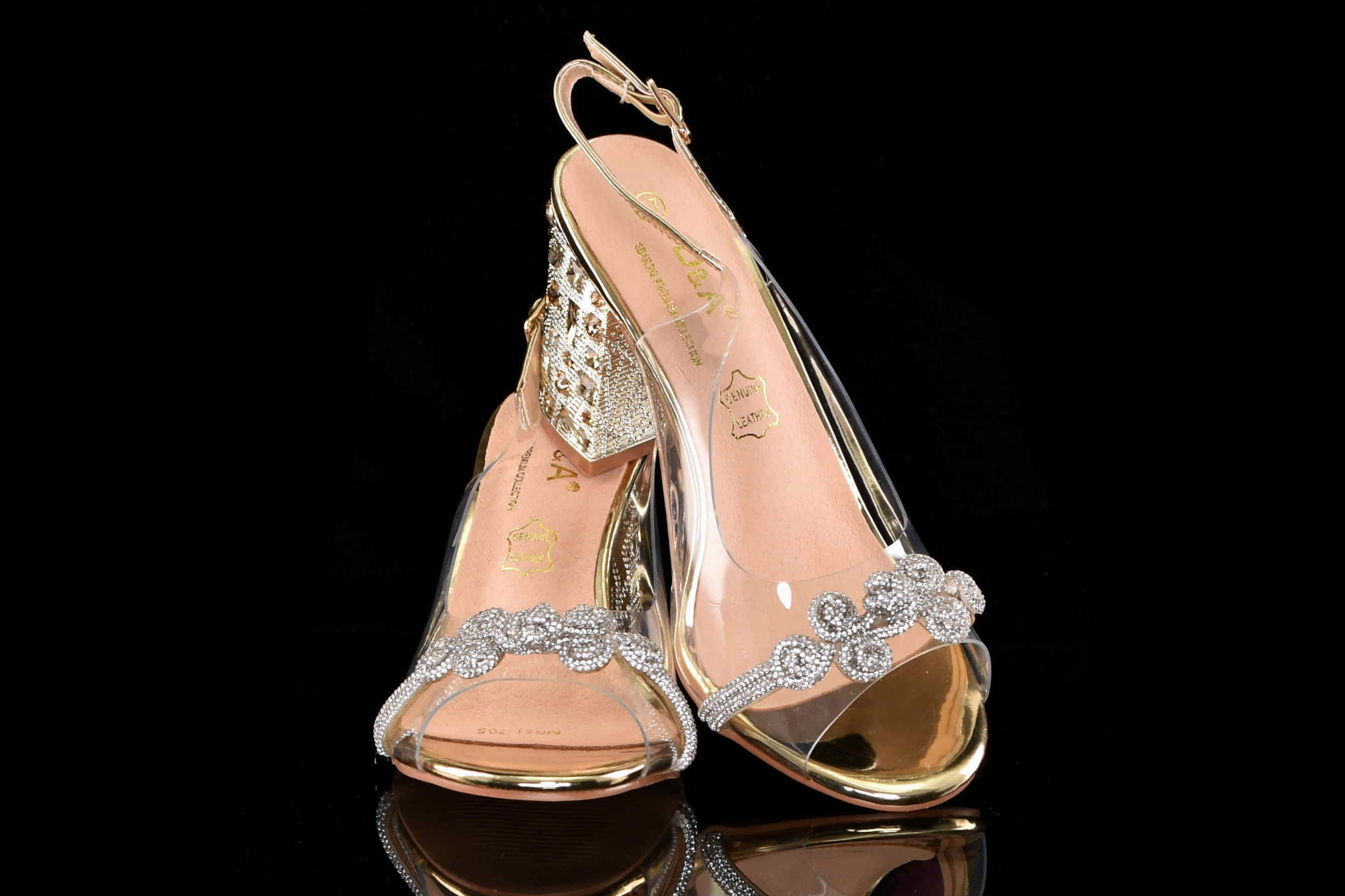 Glamour Silikonowe Sandałki "Żelki” na Zdobionym Obcasie Blask i Komfort Klasy Premium D&A Barski MR51-705 GOLD/Złoty - zdjęcie 7