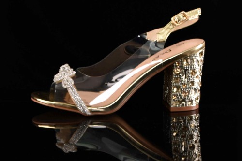 Glamour Silikonowe Sandałki "Żelki” na Zdobionym Obcasie Blask i Komfort Klasy Premium D&A Barski MR51-705 GOLD/Złoty - zdjęcie 9