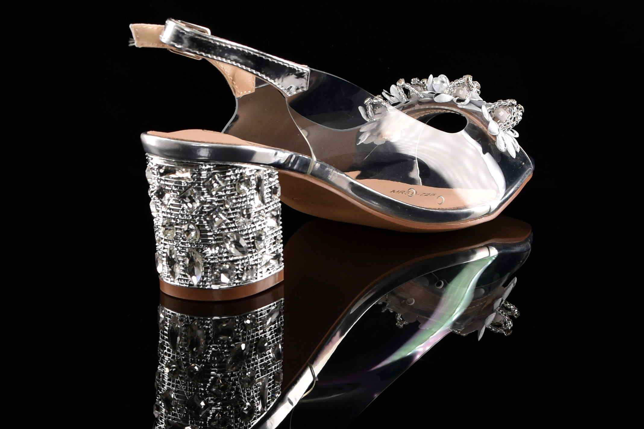 Glamour Silikonowe Sandałki "Żelki” na Zdobionym Obcasie Blask i Komfort Klasy Premium D&A Barski MR51-725 SILVER/Srebrny - zdjęcie 4