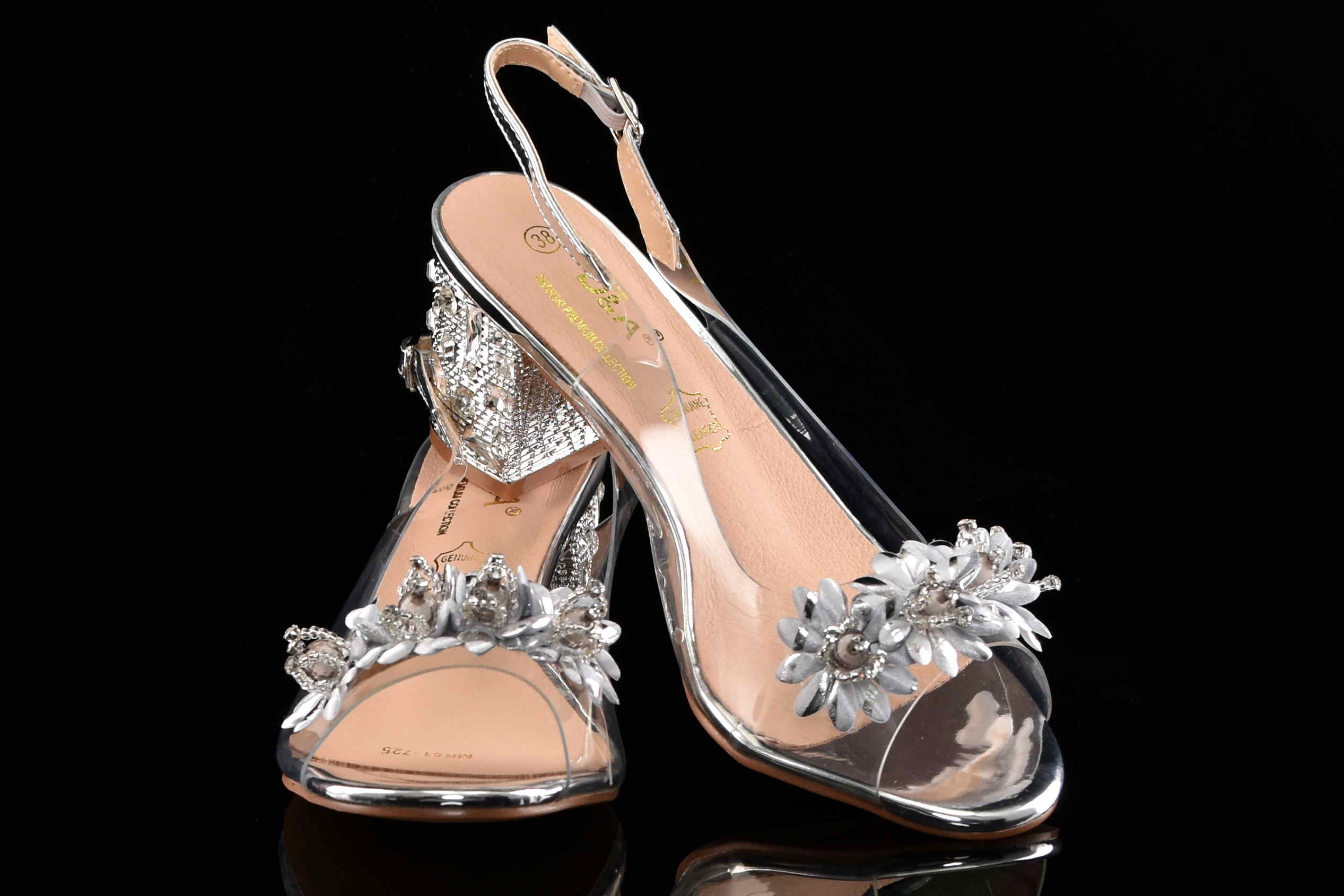 Glamour Silikonowe Sandałki "Żelki” na Zdobionym Obcasie Blask i Komfort Klasy Premium D&A Barski MR51-725 SILVER/Srebrny - zdjęcie 7