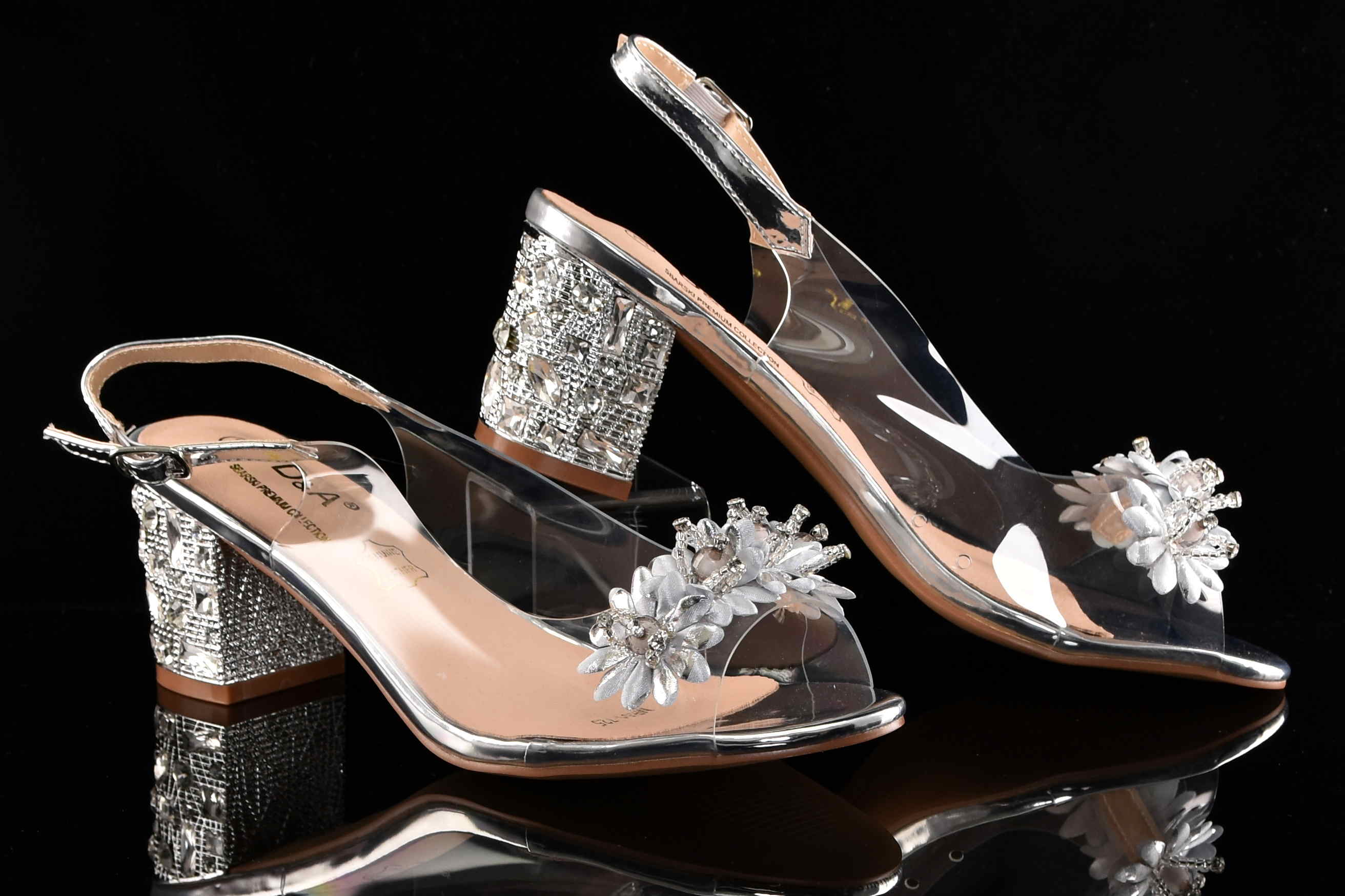 Glamour Silikonowe Sandałki "Żelki” na Zdobionym Obcasie Blask i Komfort Klasy Premium D&A Barski MR51-725 SILVER/Srebrny - zdjęcie 8