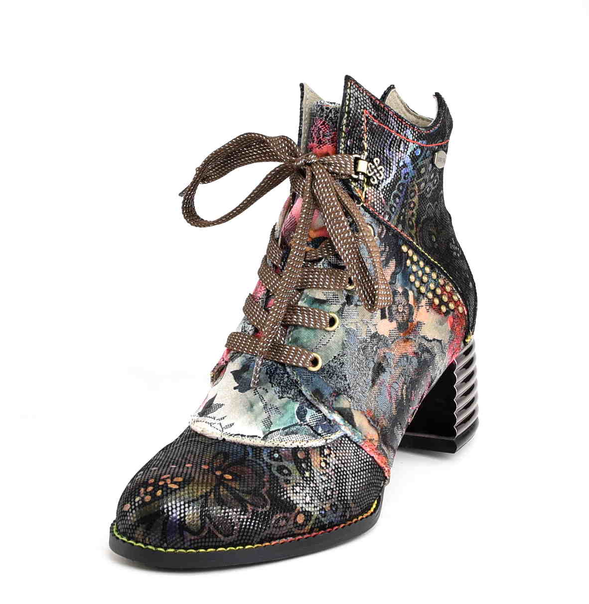 Botki Trzewiki z Naturalnej Skóry Artystyczny Design i Komfort LAURA VITA 0007474 IGCINOO 04 VIOLET/Fiolet/Multikolor - zdjęcie 2