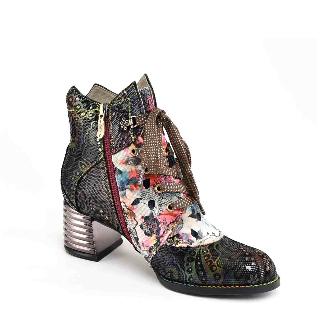 Botki Trzewiki z Naturalnej Skóry Artystyczny Design i Komfort LAURA VITA 0007474 IGCINOO 04 VIOLET/Fiolet/Multikolor - zdjęcie 3