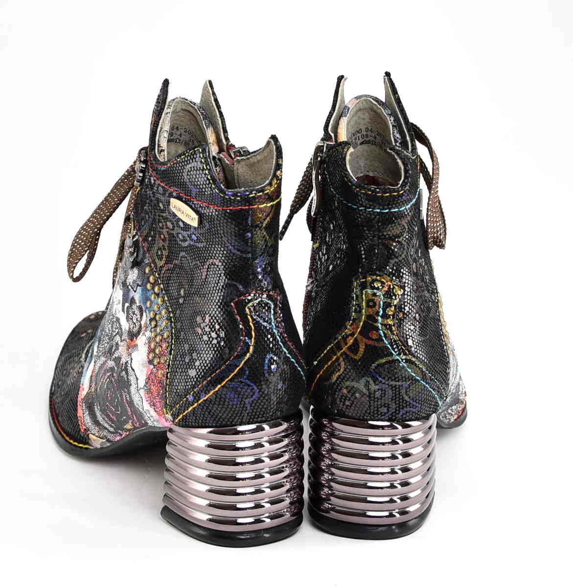 Botki Trzewiki z Naturalnej Skóry Artystyczny Design i Komfort LAURA VITA 0007474 IGCINOO 04 VIOLET/Fiolet/Multikolor - zdjęcie 4