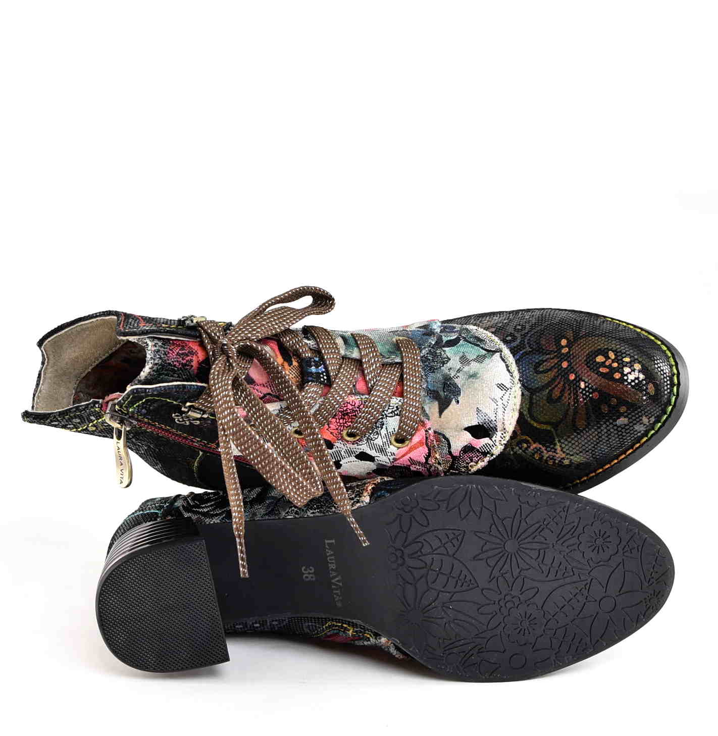 Botki Trzewiki z Naturalnej Skóry Artystyczny Design i Komfort LAURA VITA 0007474 IGCINOO 04 VIOLET/Fiolet/Multikolor - zdjęcie 5