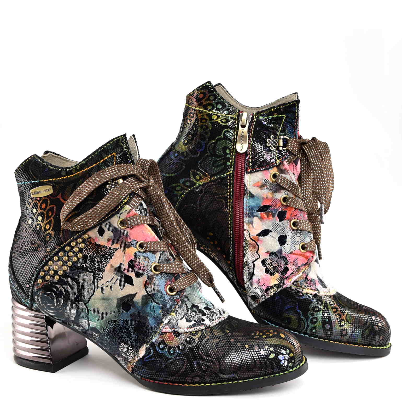 Botki Trzewiki z Naturalnej Skóry Artystyczny Design i Komfort LAURA VITA 0007474 IGCINOO 04 VIOLET/Fiolet/Multikolor - zdjęcie 6