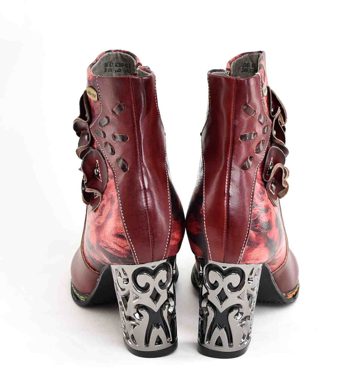 Botki z Naturalnej Skóry Artystyczny Design i Komfort w Pięknym Kolorze Wina LAURA VITA 0007317 LEDAO 43 WINE/Bordo/Multikolor - zdjęcie 5