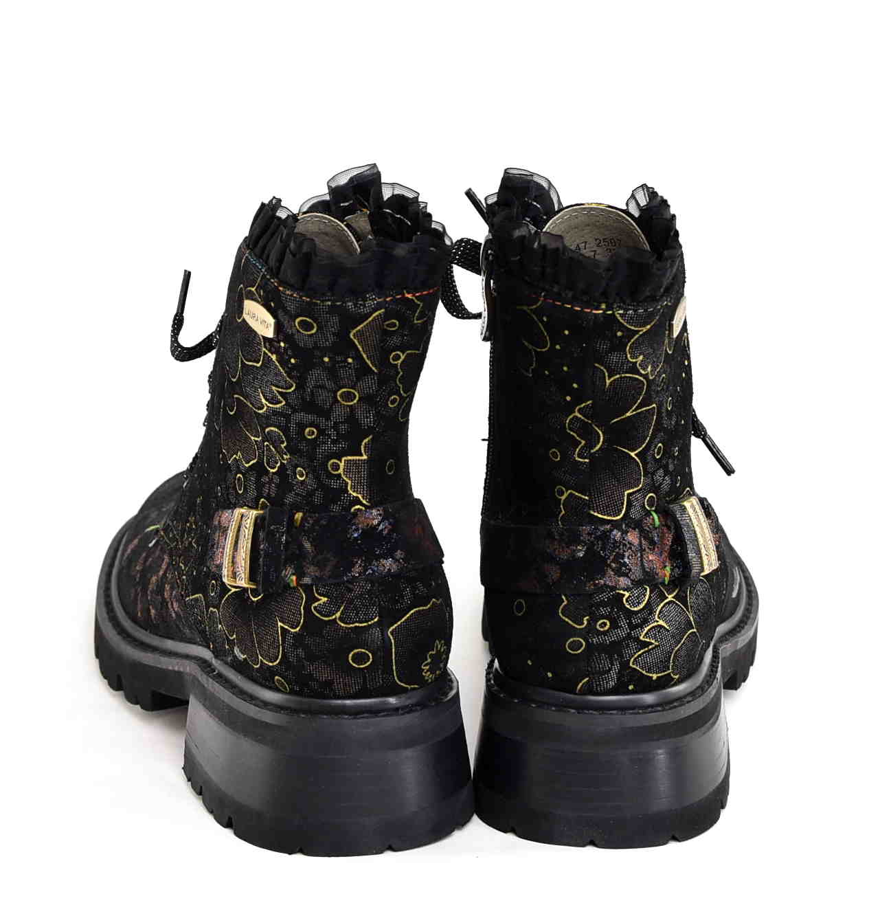 Artystyczne Skórzane Damskie Trzewiki Traperki LAURA VITA 0007211 KOULEO 47 NOIR/Czarny - zdjęcie 5