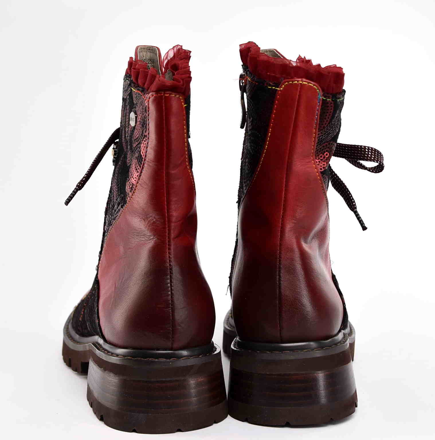 Artystyczne Skórzane Damskie Trzewiki Traperki LAURA VITA 0007365 KOULEO 16 ROUGE/Czerwony - zdjęcie 5