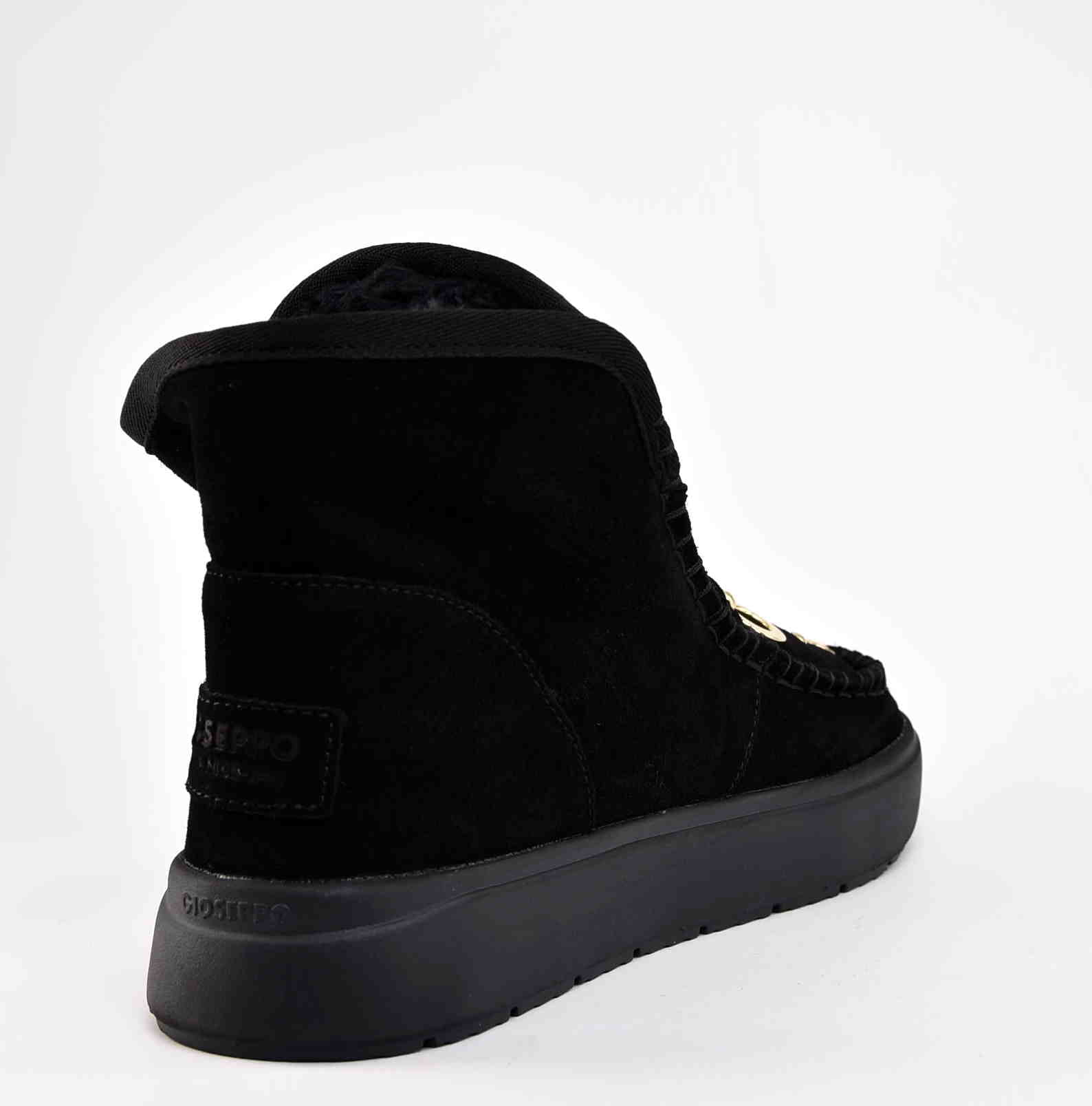 Botki Damskie Śniegowce Naturalny Zamsz GIOSEPPO 76060 UTIKA BLACK/Czarny - zdjęcie 4