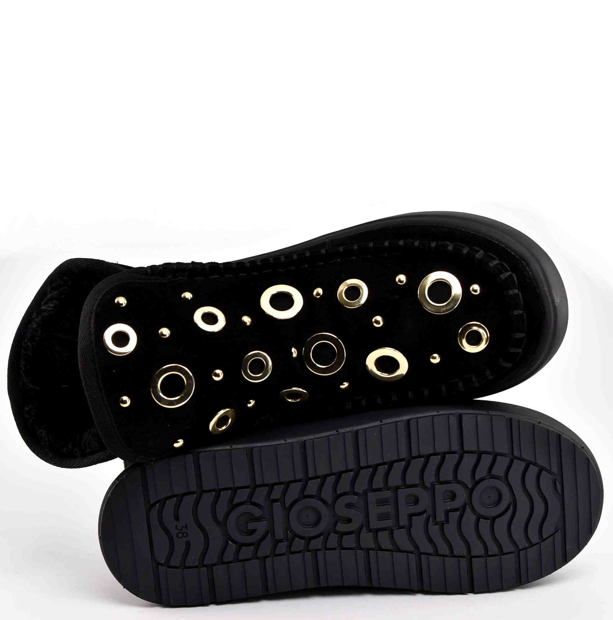 Botki Damskie Śniegowce Naturalny Zamsz GIOSEPPO 76060 UTIKA BLACK/Czarny - zdjęcie 6