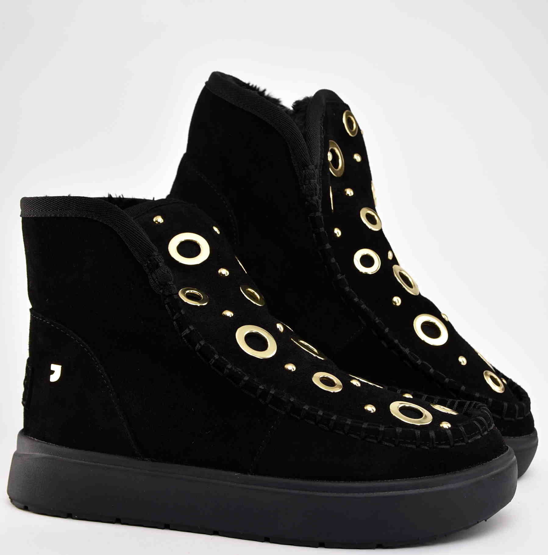 Botki Damskie Śniegowce Naturalny Zamsz GIOSEPPO 76060 UTIKA BLACK/Czarny - zdjęcie 7