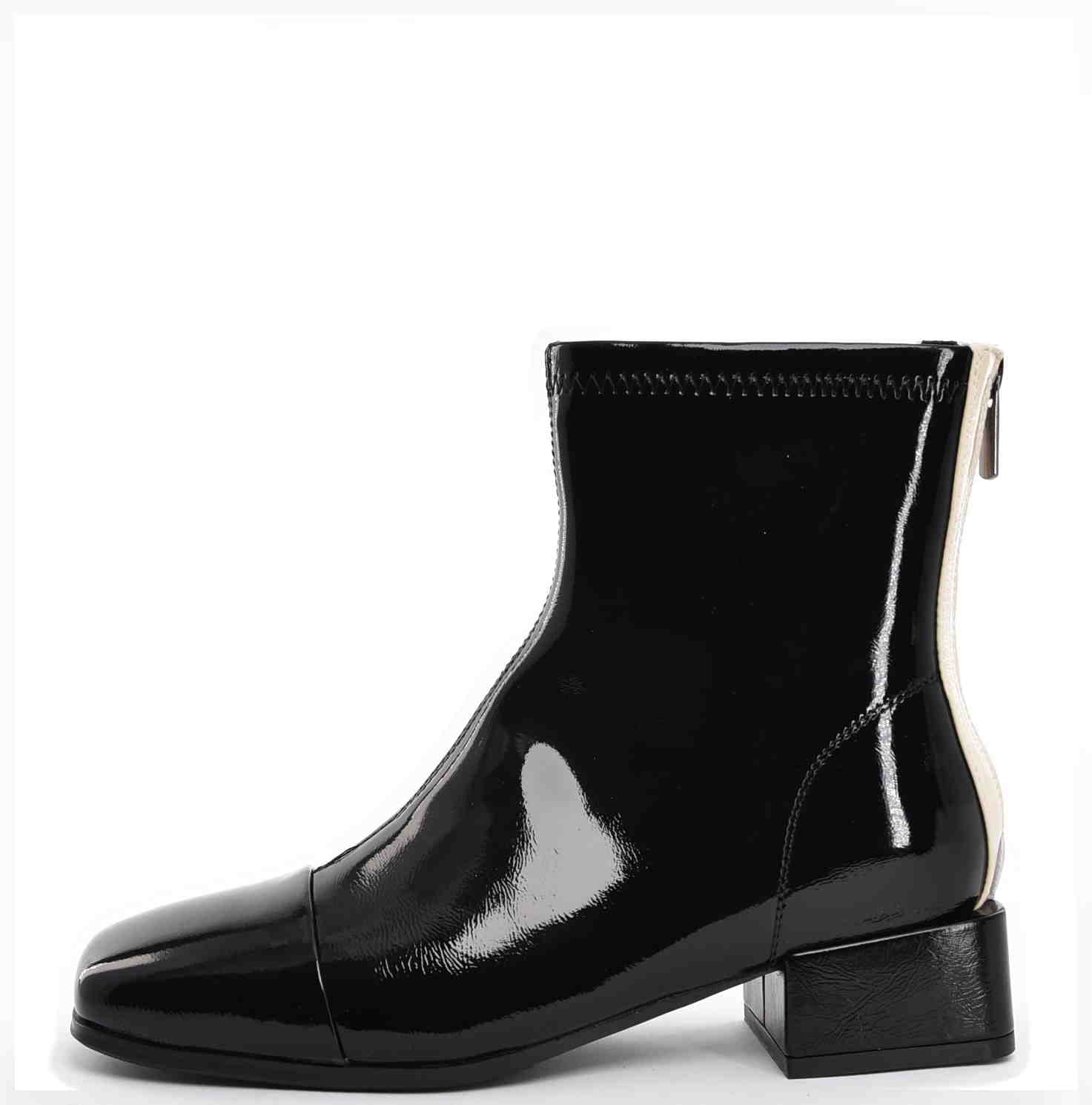 Botki z Naturalnej Skóry Lakierowanej Elegancja i Wygoda w Nowoczesnym Wydaniu LORETTA VITALE W5328A BLACK/Czarny - zdjęcie 1