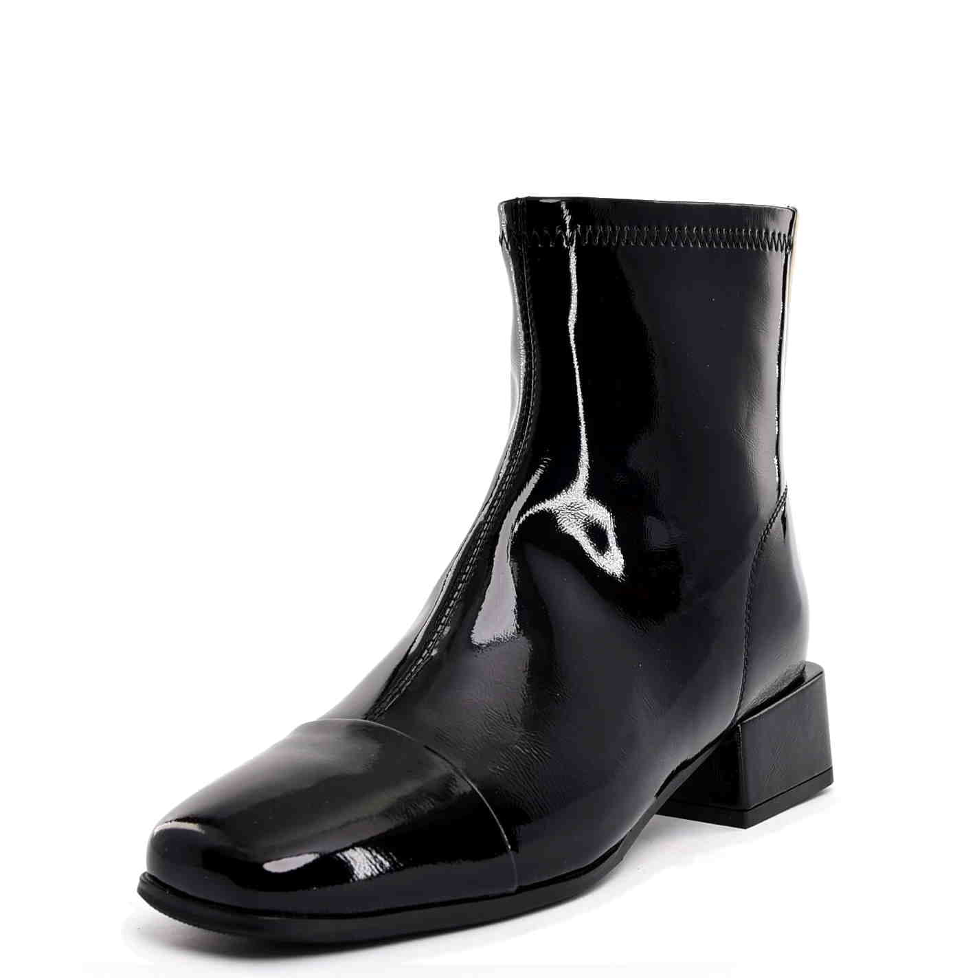 Botki z Naturalnej Skóry Lakierowanej Elegancja i Wygoda w Nowoczesnym Wydaniu LORETTA VITALE W5328A BLACK/Czarny - zdjęcie 2