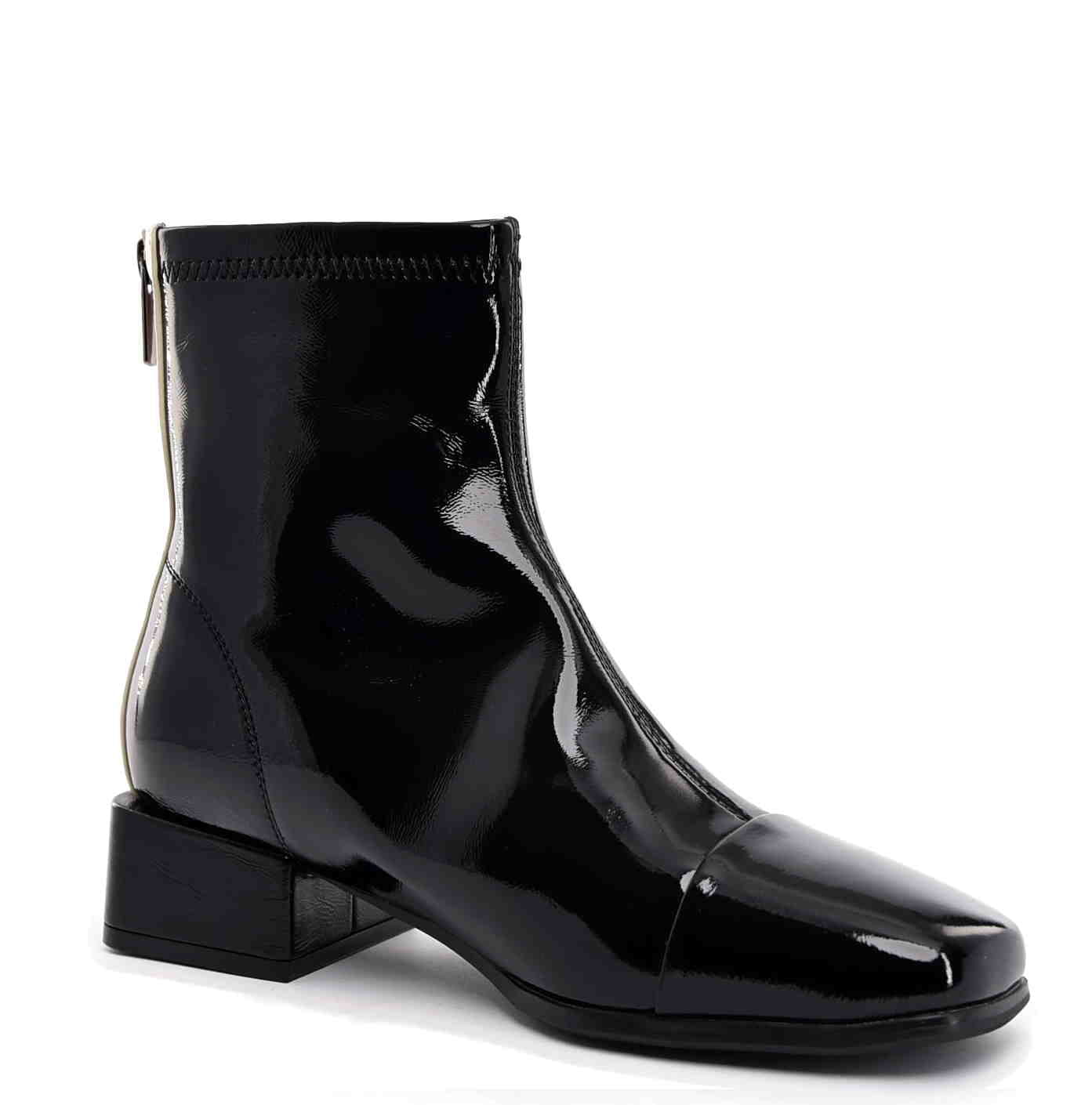 Botki z Naturalnej Skóry Lakierowanej Elegancja i Wygoda w Nowoczesnym Wydaniu LORETTA VITALE W5328A BLACK/Czarny - zdjęcie 3