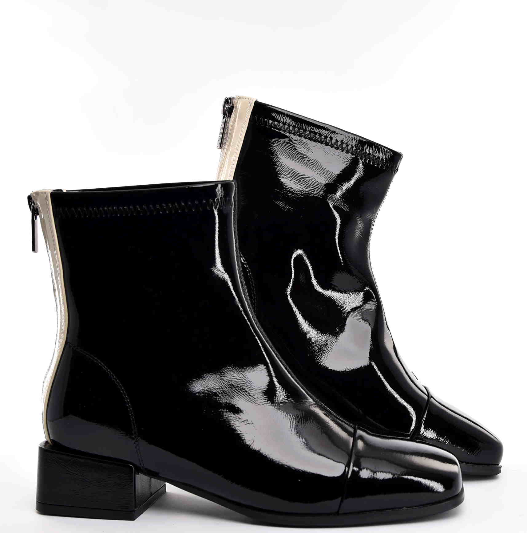 Botki z Naturalnej Skóry Lakierowanej Elegancja i Wygoda w Nowoczesnym Wydaniu LORETTA VITALE W5328A BLACK/Czarny - zdjęcie 6