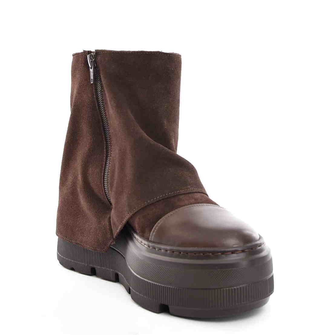 Botki Workery Sneakersy Wywijana Cholewka Ocieplane Zimowe Zamsz Czekolada W-30579-1944-K/Ciemny Brąz - zdjęcie 3