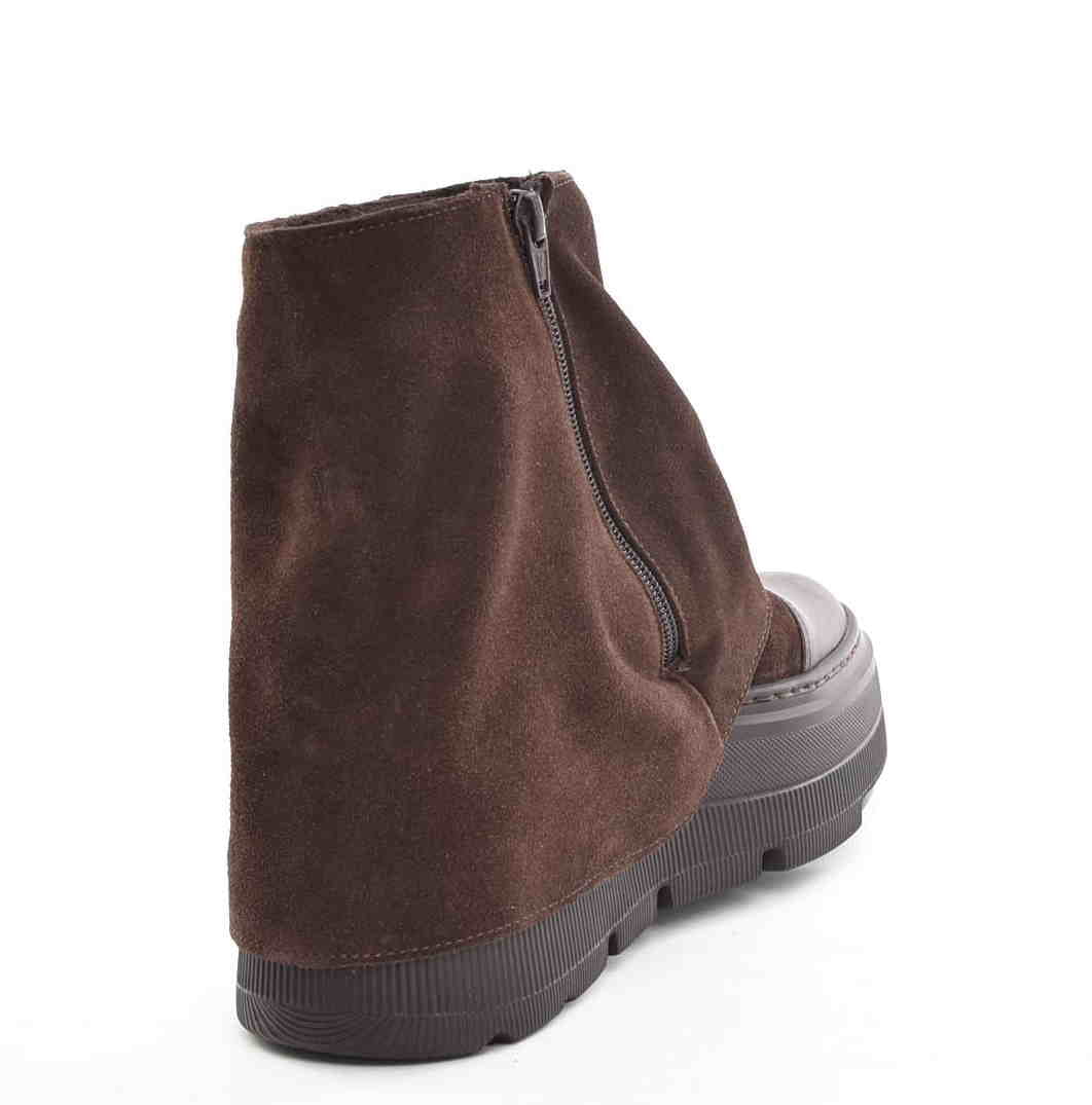 Botki Workery Sneakersy Wywijana Cholewka Ocieplane Zimowe Zamsz Czekolada W-30579-1944-K/Ciemny Brąz - zdjęcie 4