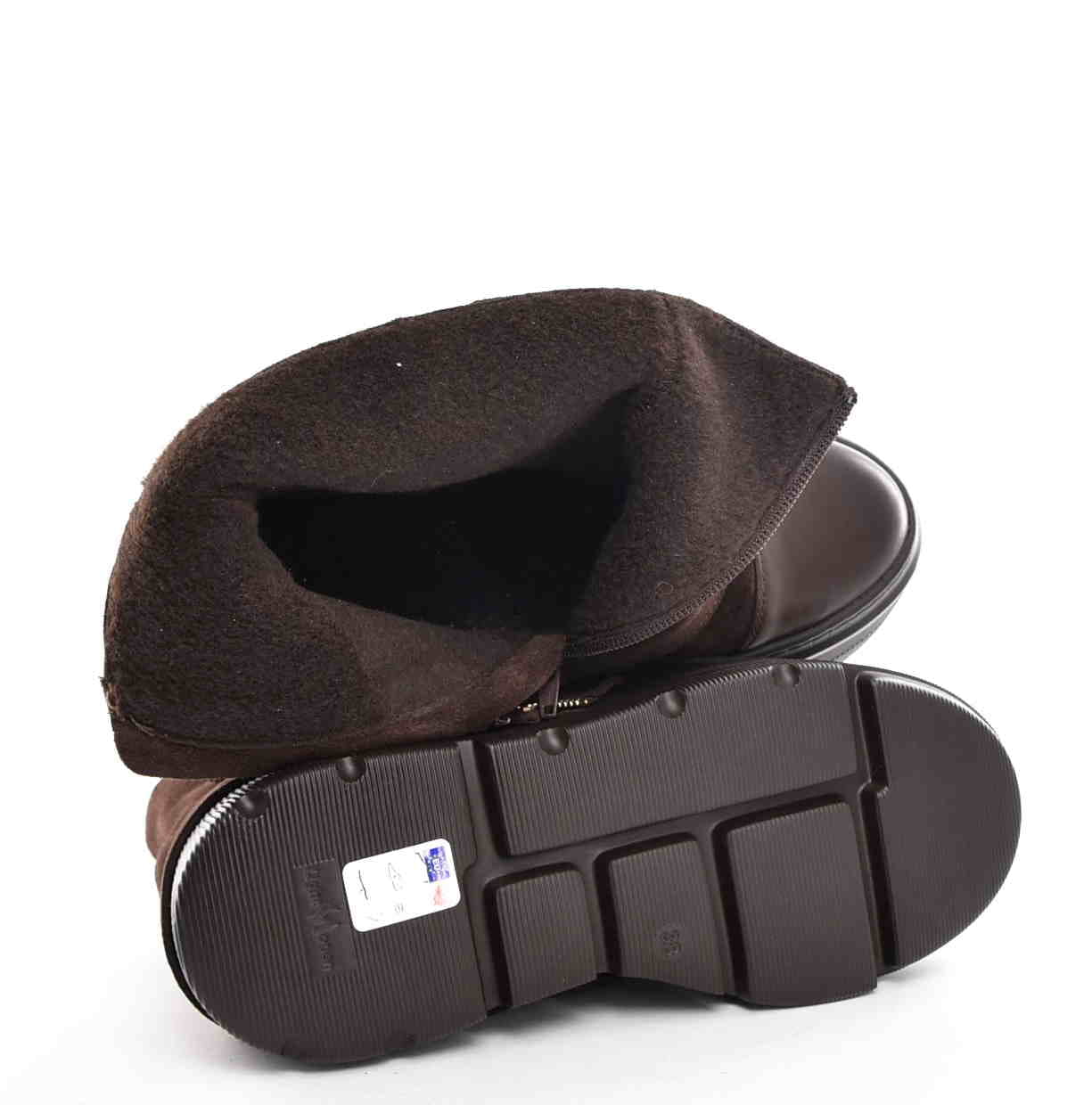 Botki Workery Sneakersy Wywijana Cholewka Ocieplane Zimowe Zamsz Czekolada W-30579-1944-K/Ciemny Brąz - zdjęcie 6