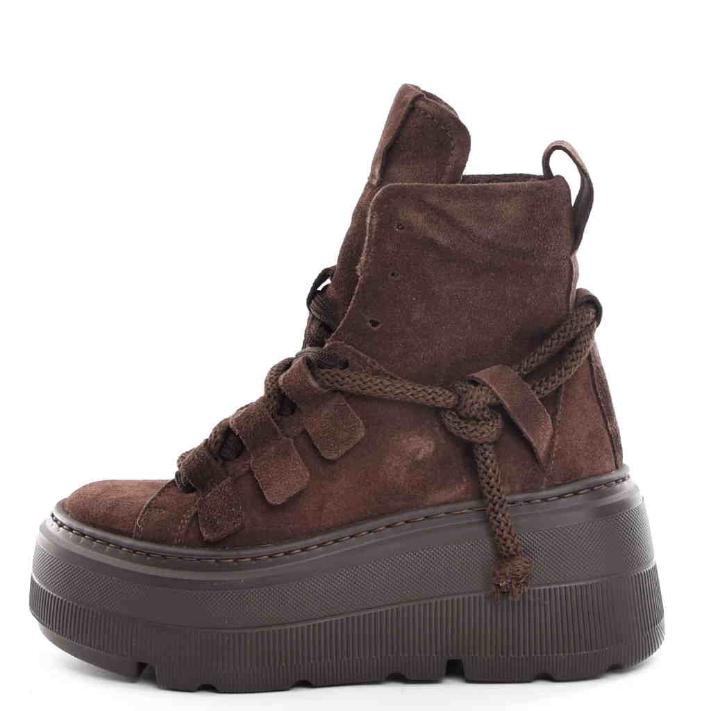 Botki Sneakersy za Kostkę Workery Ocieplane Zamsz Czekolada W-30442-1593-K/Ciemny Brąz