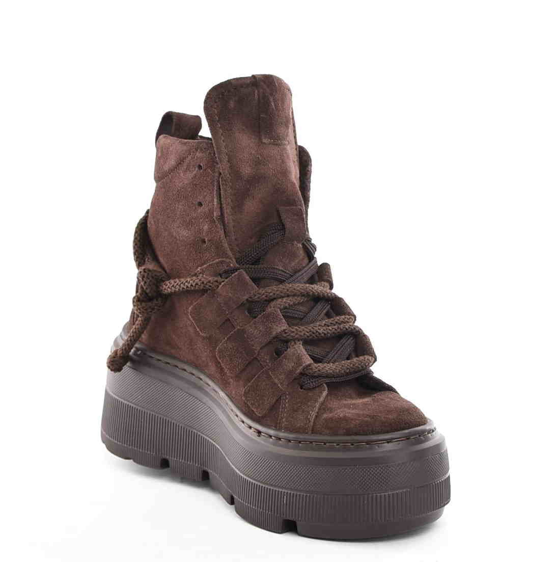 Botki Sneakersy za Kostkę Workery Ocieplane Zamsz Czekolada W-30442-1593-K/Ciemny Brąz - zdjęcie 3