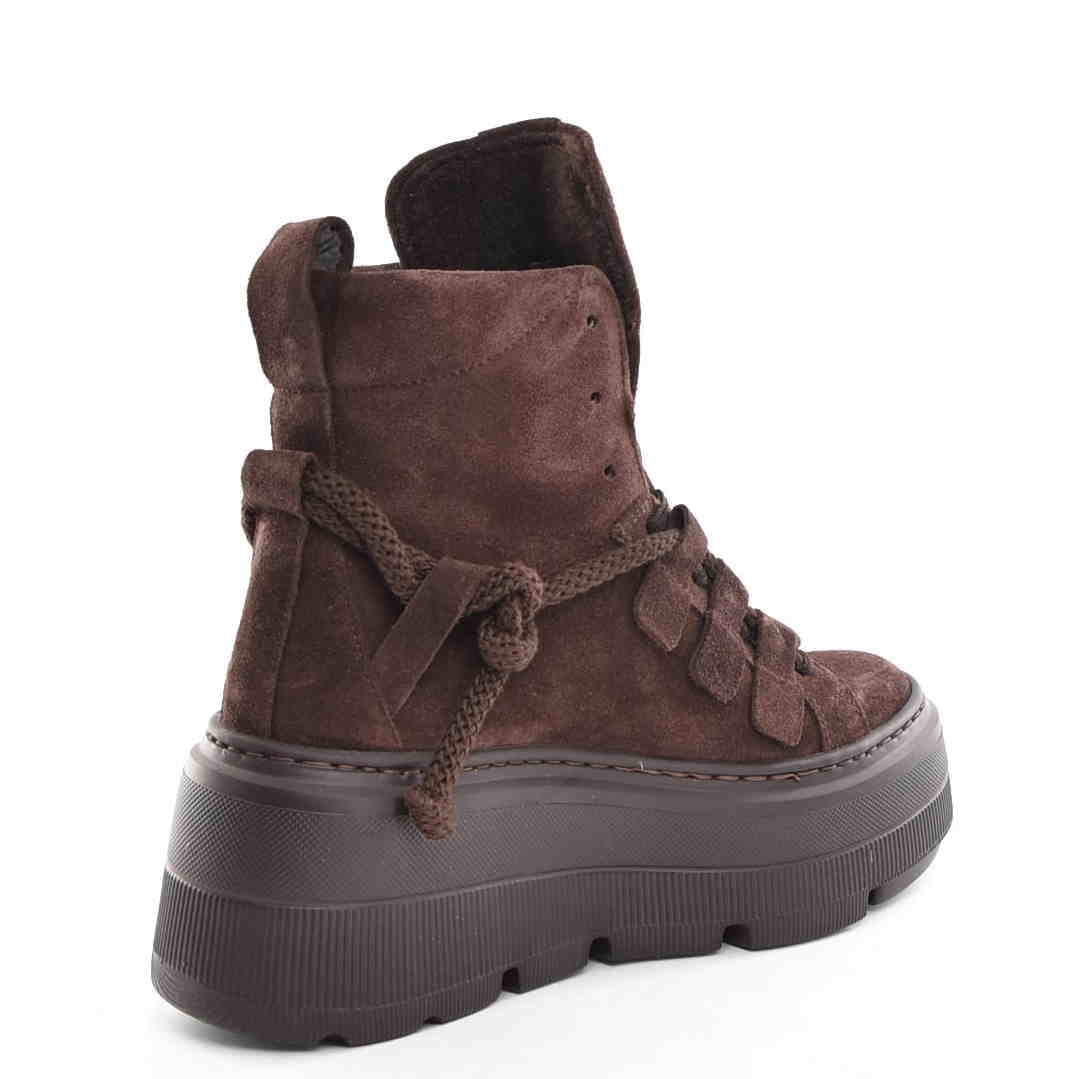 Botki Sneakersy za Kostkę Workery Ocieplane Zamsz Czekolada W-30442-1593-K/Ciemny Brąz - zdjęcie 4