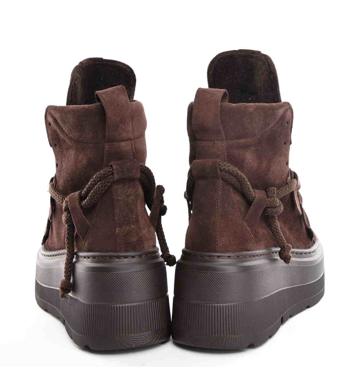 Botki Sneakersy za Kostkę Workery Ocieplane Zamsz Czekolada W-30442-1593-K/Ciemny Brąz - zdjęcie 5