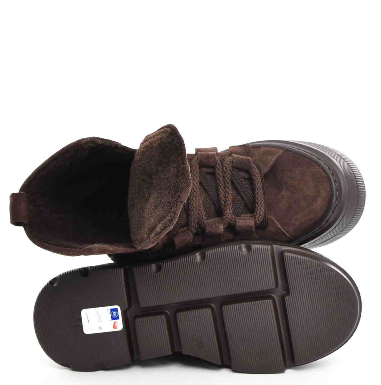 Botki Sneakersy za Kostkę Workery Ocieplane Zamsz Czekolada W-30442-1593-K/Ciemny Brąz - zdjęcie 6