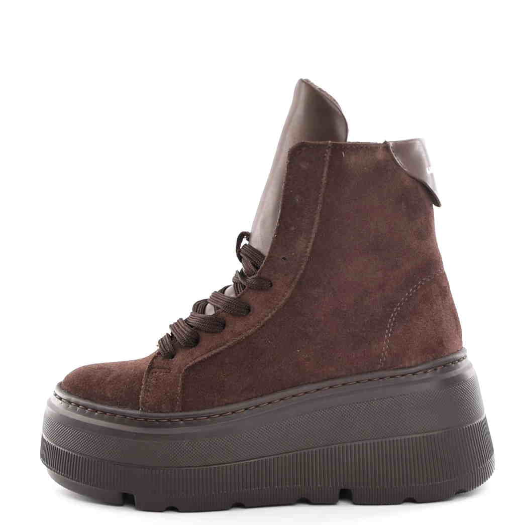 Botki Workery Sneakersy za Kostkę Zimowe Zamsz Czekolada W-30576-1993-K/Ciemny Brąz