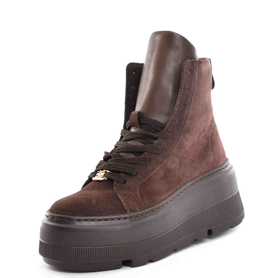 Botki Workery Sneakersy za Kostkę Zimowe Zamsz Czekolada W-30576-1993-K/Ciemny Brąz - zdjęcie 2