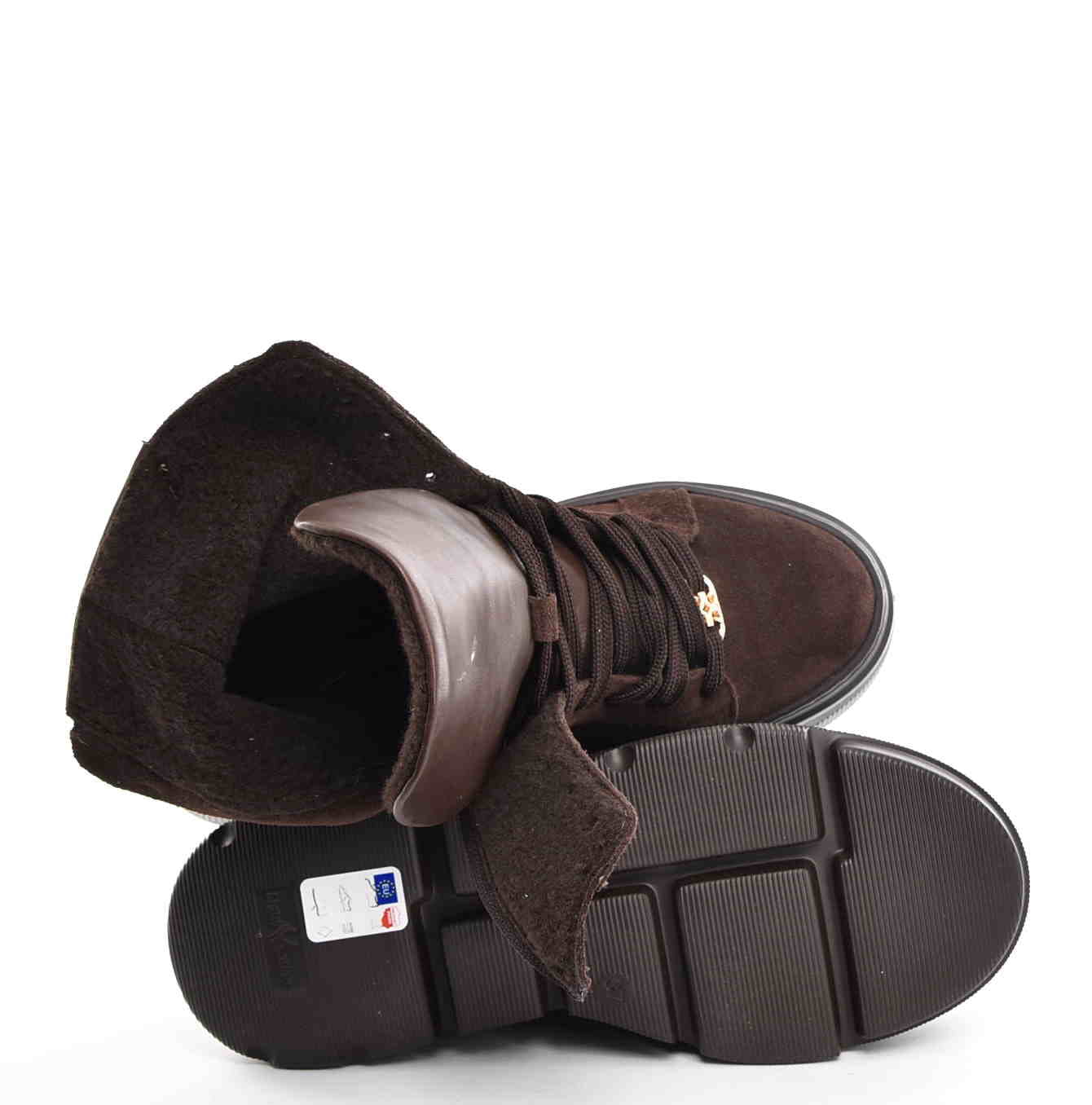 Botki Workery Sneakersy za Kostkę Zimowe Zamsz Czekolada W-30576-1993-K/Ciemny Brąz - zdjęcie 5