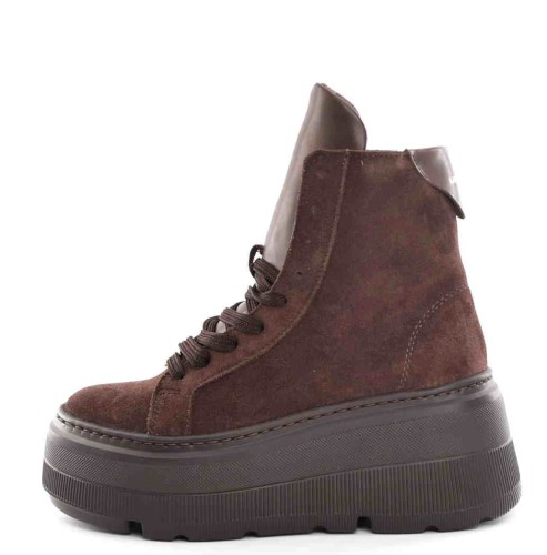 Botki Workery Sneakersy za Kostkę Zimowe Zamsz Czekolada W-30576-1993-K/Ciemny Brąz - zdjęcie 7