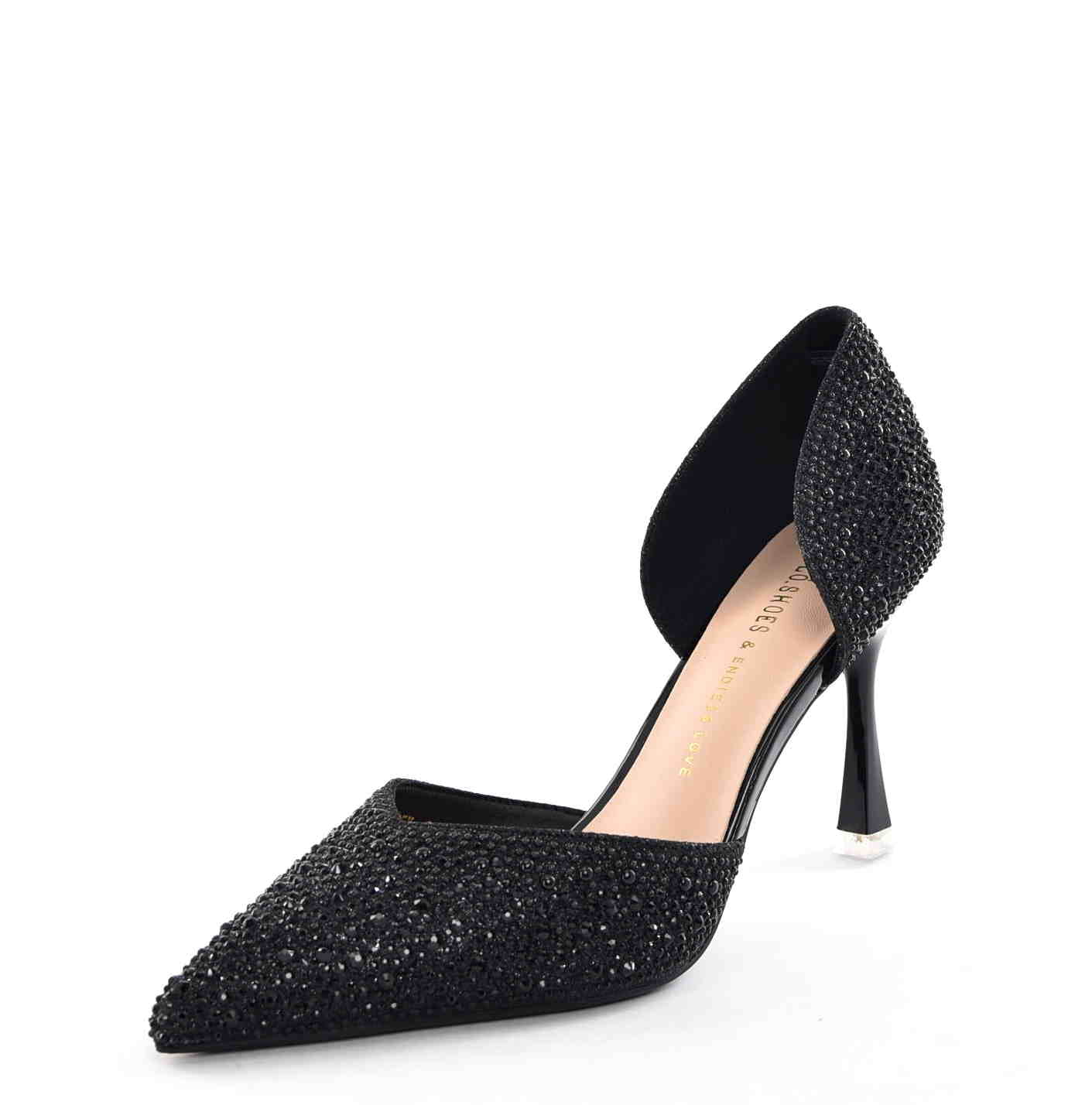 Luksusowe Satynowe Szpilki Glamour z Czarnymi Cyrkoniami MOLO 252-55K Czarny - zdjęcie 2