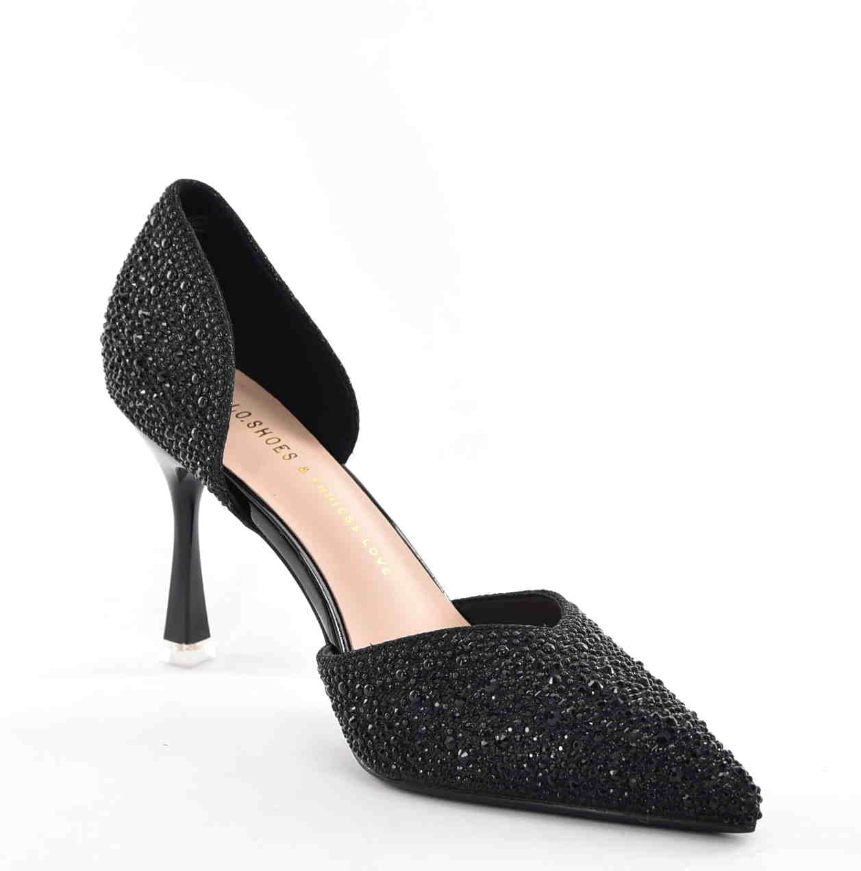 Luksusowe Satynowe Szpilki Glamour z Czarnymi Cyrkoniami MOLO 252-55K Czarny - zdjęcie 3