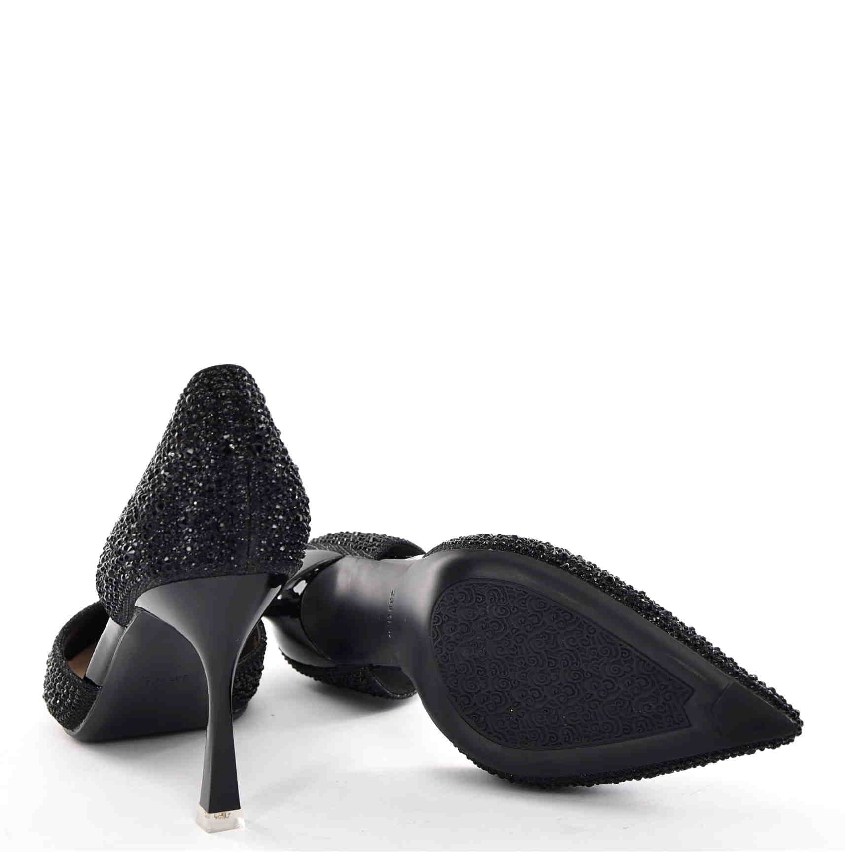 Luksusowe Satynowe Szpilki Glamour z Czarnymi Cyrkoniami MOLO 252-55K Czarny - zdjęcie 4