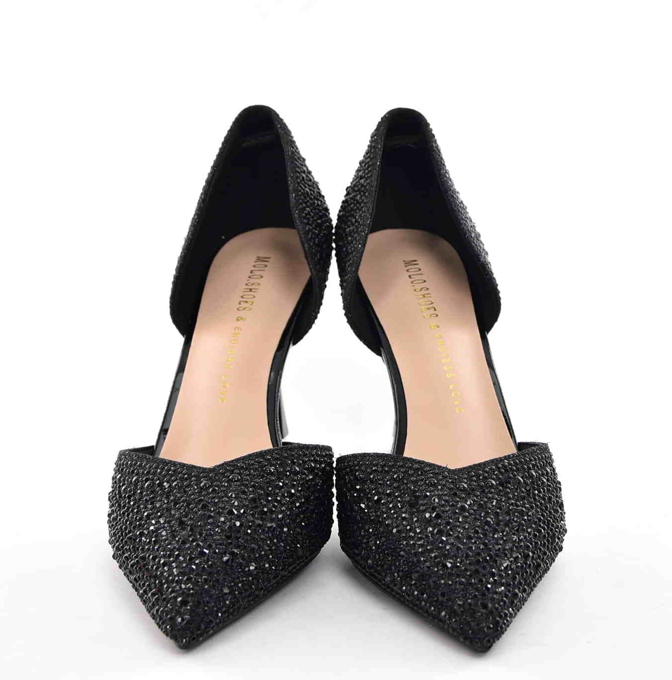 Luksusowe Satynowe Szpilki Glamour z Czarnymi Cyrkoniami MOLO 252-55K Czarny - zdjęcie 6