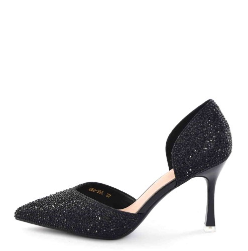 Luksusowe Satynowe Szpilki Glamour z Czarnymi Cyrkoniami MOLO 252-55K Czarny - zdjęcie 9