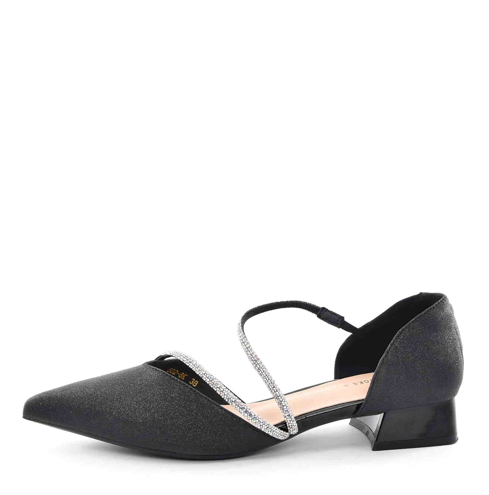 Krystaliczna Elegancja Satynowe Czółenka w Najmodniejszym Wydaniu MOLO 502-8K Czarny - zdjęcie 1