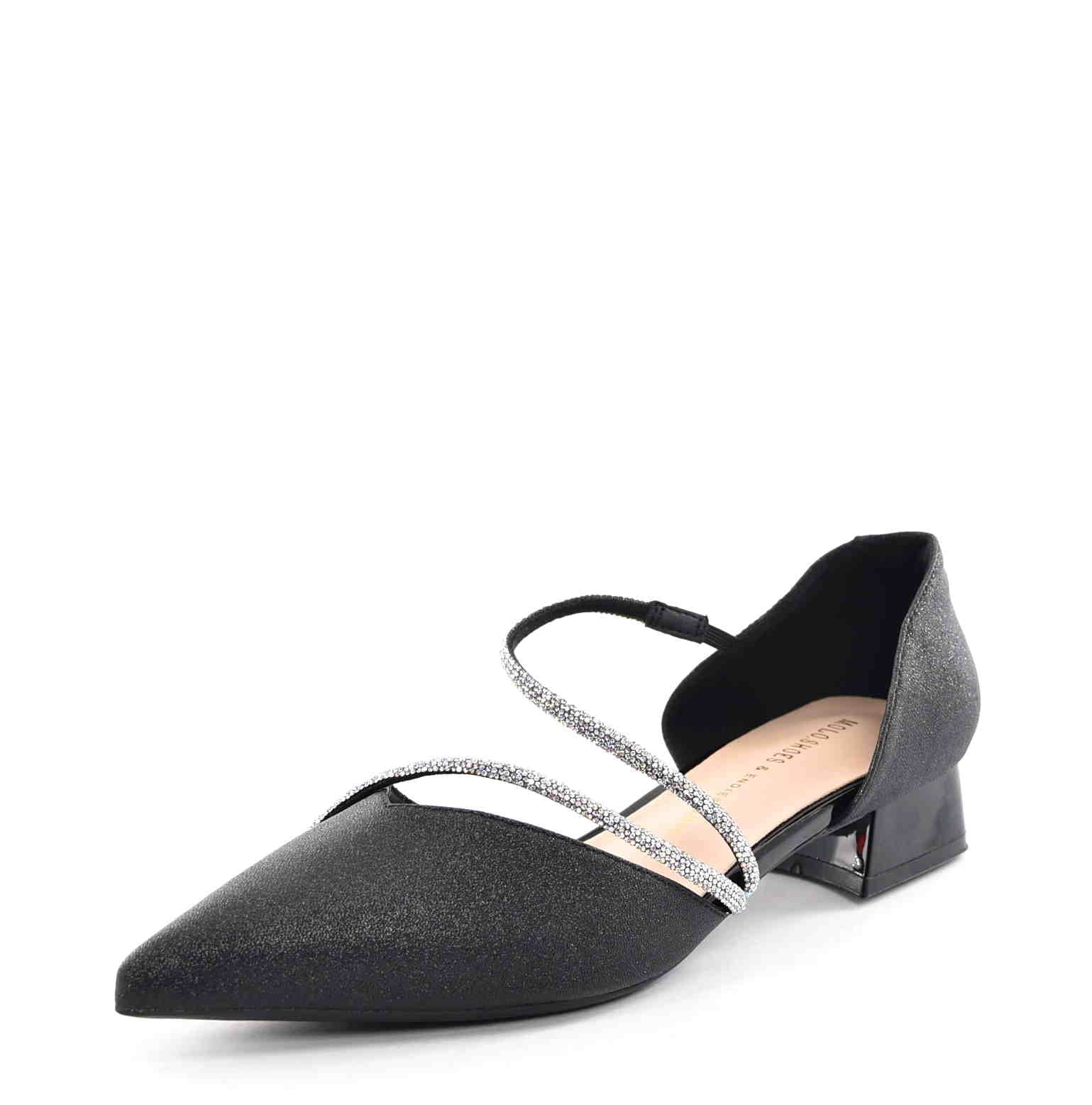 Krystaliczna Elegancja Satynowe Czółenka w Najmodniejszym Wydaniu MOLO 502-8K Czarny - zdjęcie 2