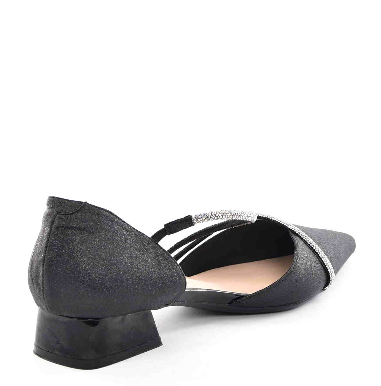 Krystaliczna Elegancja Satynowe Czółenka w Najmodniejszym Wydaniu MOLO 502-8K Czarny - zdjęcie 4