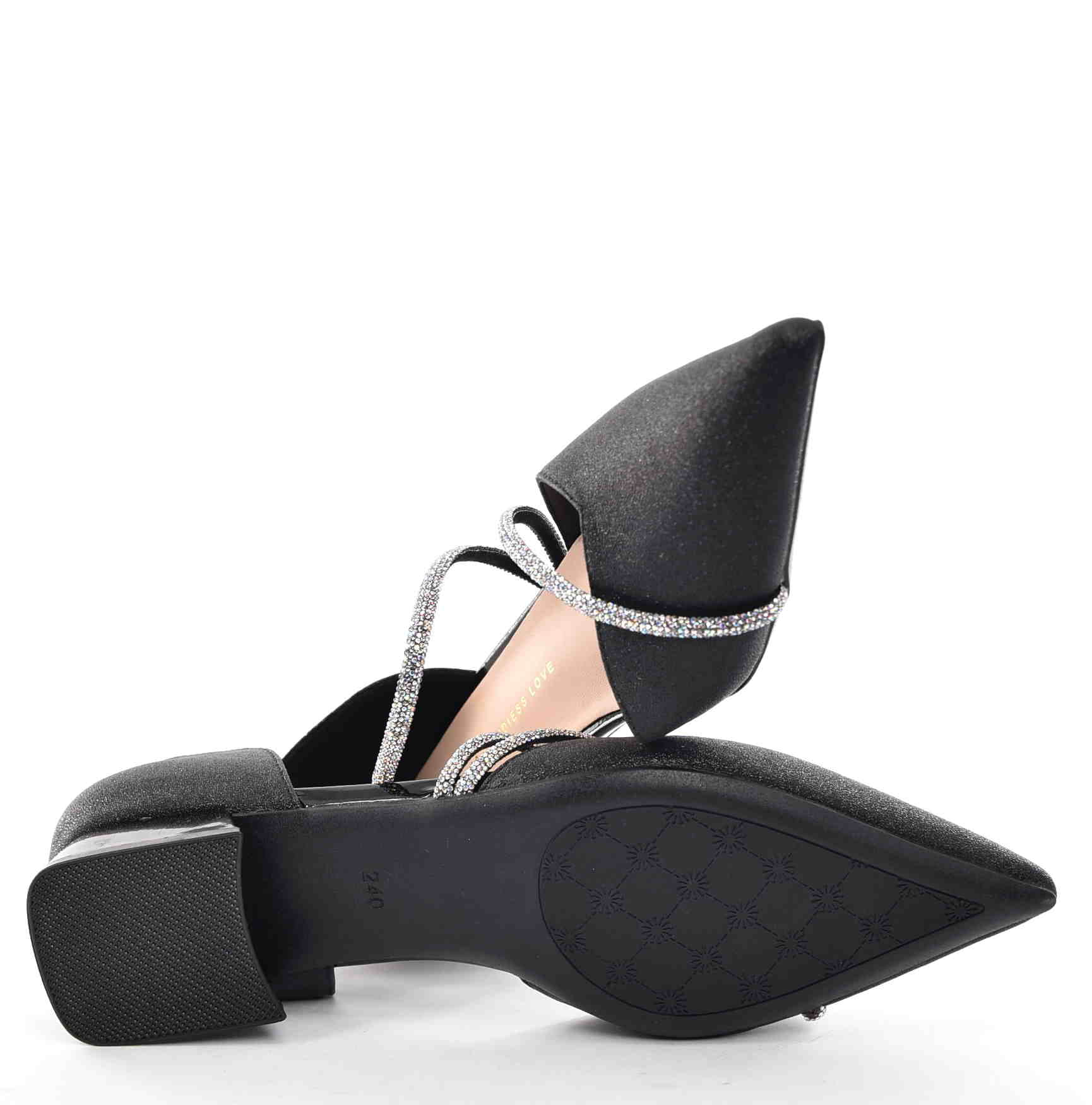Krystaliczna Elegancja Satynowe Czółenka w Najmodniejszym Wydaniu MOLO 502-8K Czarny - zdjęcie 6