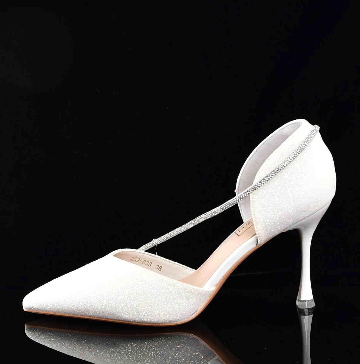 Diamentowy Blask Brokatowe Szpilki w Stylu Glamour Ślubne MOLO 252-63B White/Ecru Brokat - zdjęcie 1